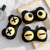 Masker Mata Anak Beruang Hitam Kartun Puckish dengan Kantong Es untuk Tidur Siang dan Perjalanan