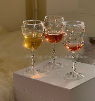 Vente en gros d'usine, gobelet en verre transparent à pois colorés, nouveau design, soufflé à la main, pour l'eau et le vin