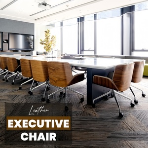 Fauteuil de <span class=keywords><strong>Bureau</strong></span> de Direction Pivotant à Dossier Haut <span class=keywords><strong>en</strong></span> Cuir Noir et Noyer, Foshan - Product Image 3