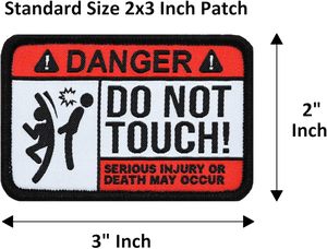 Funny Meme Morale Applique Patch 2-Pack Set Danger Do Not Touch Hook Loop Fastener/Backing para ropa de accesorios tácticos - Product Image 4