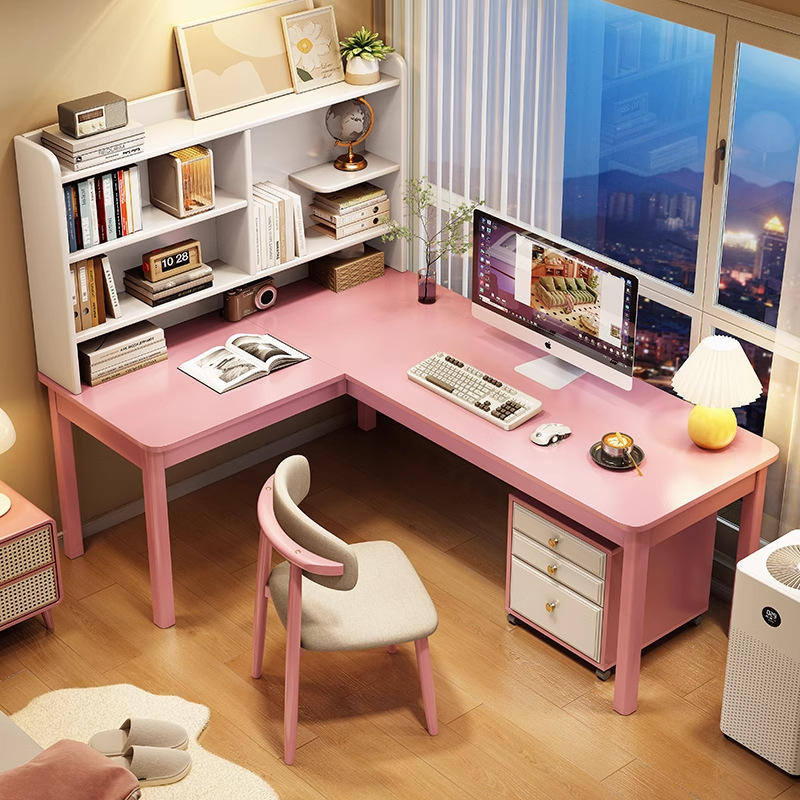 Cr7128 # ตู้โต๊ะเดี่ยวสีชมพูสีขาว (ไม่มีเก้าอี้)