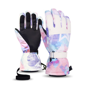 Gants de ski pour hommes et femmes hiver blanc chaud cyclisme sport Spot écran tactile cinq doigts gants d'extérieur coton - Product Image 4