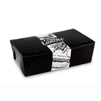 Logotipo de impresión personalizado negro de calidad alimentaria reciclable pollo patatas fritas caja de buñuelos frito Gyoza caja de embalaje