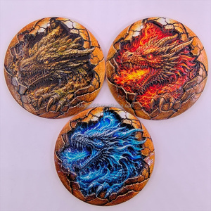 Pièce de monnaie commémorative en cuivre fin 99,9 % de 5 oz, motif Dragon de feu rouge, design Terre craquelée en relief, pour collection - Product Image 5