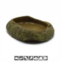 Bol d'alimentation en résine artisanale en forme de roche pour reptiles, tortues, lézards, geckos – Décoration et accessoire quotidien pour eau et nourriture