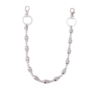 Chaîne de taille pour homme en argent tibétain, style Hip Hop, chaîne de ceinture en métal, chaîne de corps décontractée et tendance, design squelette monocouche - Product Image 5