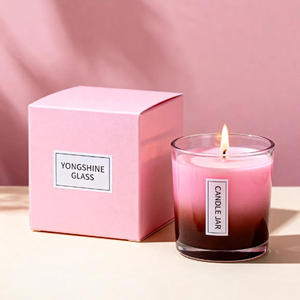 Tarro <span class=keywords><strong>de</strong></span> vela <span class=keywords><strong>de</strong></span> cristal <span class=keywords><strong>de</strong></span> Color degradado 320MLPink, tarro vacío elegante con un hermoso diseño para sostener velas y linternas - Product Image 2