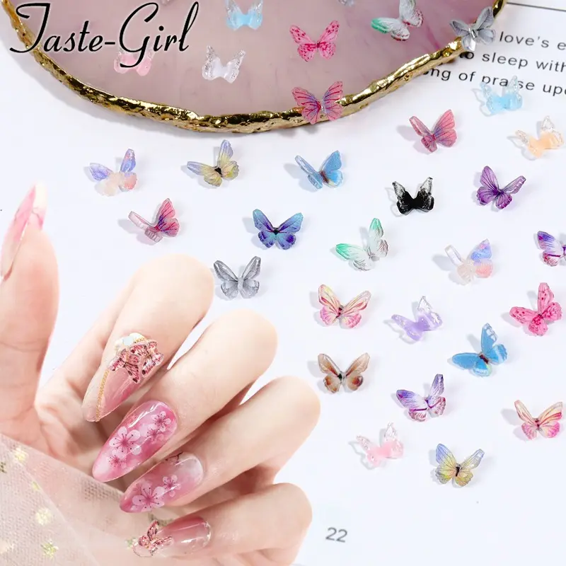 Butterfly nail charms resin nail art design DIY 3D decoration butterfly charms for nails