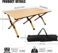 Table de camping pliante X-Frame - Meuble d'extérieur portable en aluminium léger et enroulable avec sac de transport pour plage et barbecue