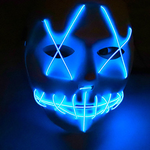 Masque fantôme LED lumineux personnalisé avec bouche cousue et yeux croisés pour Halloween, TikTok, Carnaval, Festival, Fête – Masques amusants - Product Image 1