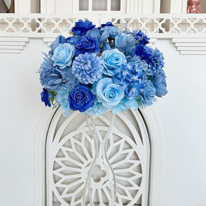 Customization <b>Artificial</b> <b>Flower</b> Ball Centerpiece Blue <b>Hydrangea</b> Rose Mixed Arrangement for Wedding Event Party Decoration - Product Image 4