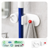 Soporte de Pared para Escobas y Fregonas CleanHome, Sin Taladro, Autoadhesivo, Organizador para Cocina, Baño, Garaje, Lavandería