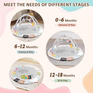Tapis d'éveil pour bébé avec jouet nuage pour le temps sur le ventre, 7 jouets sensoriels détachables, cartes éducatives, développement de la motricité et du sens du toucher - Product Image 5