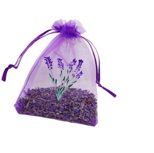 Sachets en <span class=keywords><strong>organza</strong></span> à cordon de serrage, motif fleur de lavande violette, 7x9, 9x12, 15x20, faible MOQ, sacs d'emballage cadeau avec ruban - Product Image 1