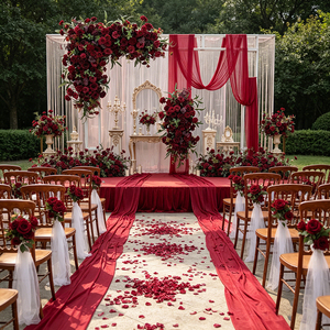New Design Artificial Flower background for Wedding Garden Decoration burgundy flower backdrop for Hall Restaurant decor - Product Image 1