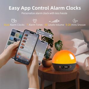 Despertador Inteligente con Altavoz, Luz para Despertar, Control por Aplicación, Bluetooth, WIFI, Ruido Blanco, Ayuda para Dormir, Luz Ambiental para Dormitorio, Yoga, Noche - Product Image 3
