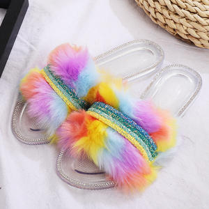 Women Fashion Faux Fur Slides <strong>Girls</strong> <strong>Transparent</strong> Sandals Slip-On Jelly Slides Ladies Flat Beach Sandals Outdoor Holiday <strong>slippers</strong> - Product Image 2