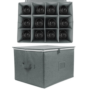 <b>Wine</b> <b>Glass</b> <b>Storage</b> <b>Box</b> Foldable Fabric 40x40x25cm Kitchen Tableware Organizer Minimalist Design - Product Image 5