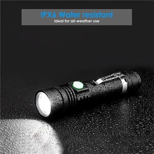 Mini linterna LED T6 con zoom, recargable por USB, portátil, para exteriores, luz de alta intensidad, 1200mAh, luz blanca - Product Image 3
