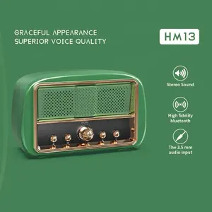 Hm13 mini caixa de som retrô sem fio, estilo de rádio, presente criativo, alto-falante sem fio