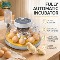 Incubateur automatique pour 10 œufs avec retournement automatique, contrôle de la température et de l'humidité, pour poulets, canards, cailles, pigeons, usage domestique et agricole