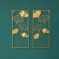 Art mural moderne de feuille de Ginkgo de luxe nouveau salon entrée couloir décoration de la maison élégant métal tenture murale Art