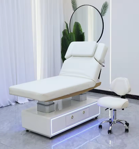 Camilla de Masaje Eléctrica Curva de Cuero Blanco Personalizada para Salón de Belleza, Cama de Tratamiento Facial y de Pestañas con 4 Motores - Product Image 1