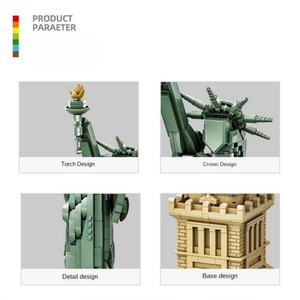Meilleures ventes OEM Blocs de construction en plastique Statue de la Liberté Modèle assemblé à petites particules Jouet pour adultes et enfants Vente en gros - Product Image 4