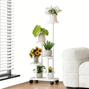 Wrought iron flower <b>pot</b> <b>stand</b>, living room floor-standing plant display tray, multi-tiered wrought iron movable flower <b>pot</b> - Product Image 2