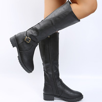 Bottes de cowgirl pour femme, style western, à clous, vintage, en cuir, à talon bas, pour mollets larges