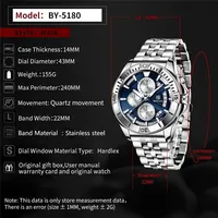 BENYAR 2021 Nouvelle montre pour homme Six aiguilles Marque de luxe haut de gamme Montres à quartz Mode masculine Étanche Lumineuse Montres-bracelets Reloj Hombres