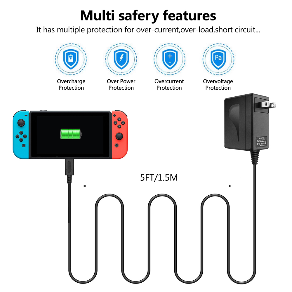 N-SwitchおよびSwith LiteおよびOLEDコンソール用の最新の電源AC