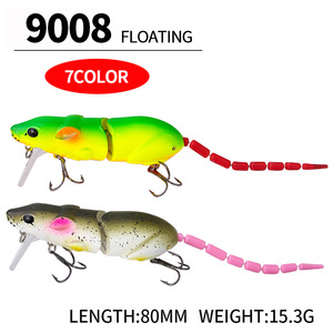 Leurre WEI 80mm/15.3g Souris flottante Bionique Articulation cassée Lancer à longue distance Minnow Matériel ABS Leurre pour la pêche à la carpe au brochet Fond du lac - Product Image 2
