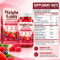 Gummies pour la Prise de Poids et le Soutien de l'Appétit avec Fenugrec, Racine de Maca, L-Lysine HCl, Ashwagandha, B12 – Fabrication en Vrac OEM