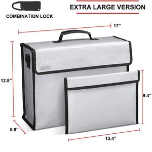CUSTOM 100% <b>Fireproof</b> Fiberglass <b>Box</b> File New Money Safe <b>Document</b> Storage Bag with Zipper Closure - Product Image 2