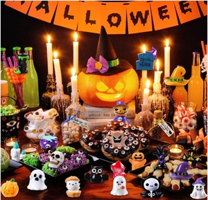 32 adet cadılar bayramı Mini reçine rakamlar, reçine hayvanlar figürinler, kabak hayalet minyatürleri için cadılar bayramı partisi iyilik bahçe dekorları - Product Image 2