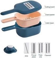 4 In 1 Magische Multifunctionele Rotatie Groentesnijder Afvoermand Keuken Vegetarische Fruitversnipperaar Rasp Snijmachine