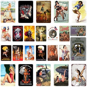 Affiche de Pinup de fille Sexy, Plaque en métal rétro, signe en étain Pin Up pour la décoration de café, <span class=keywords><strong>Pub</strong></span>, Plaque murale, Bar, Salon, décoration de maison - Product Image 3