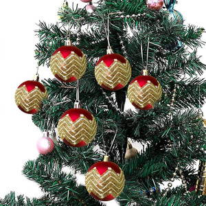 Boules de Noël rouges, paillettes dorées, plastique mat incassable, 7 cm, pour décorations de sapin de Noël - Product Image 6