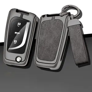 Coque de clé de voiture en cuir en alliage de Zinc pour Toyota Aygo Yaris Rav4 pour <span class=keywords><strong>Citroen</strong></span> <span class=keywords><strong>C1</strong></span> pour Peugeot 108 Camry Corolla - Product Image 1
