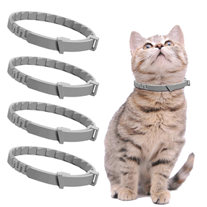 Collier pour animaux de compagnie en silicone réglable et imperméable, anti-puces et anti-tiques, à libération rapide, formule naturelle, protection de 8 mois pour chiens et chats - Product Image 1