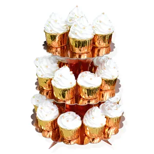 Rose Gold hiển thị các tông Giấy Bánh đứng cupcake tráng miệng đứng cho sinh nhật Wedding party trang trí