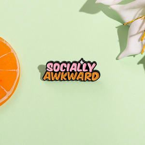 Sozial umständlich Brosche benutzer definierte anti soziale Zitate interaktive Emaille Pin für Hut Shirt Revers Abzeichen lustige Metall Geschenk für Freunde - Product Image 1