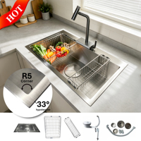 Évier de cuisine commercial moderne multifonctionnel en acier inoxydable 304/316, poste de travail, évier simple