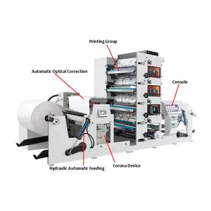 Multifunctional 4 Color Flexographic Letterpress Paper Printing Machine