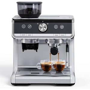 Cafetera Eléctrica Semiautomática de Espresso y Americano con Bomba de Presión de 20 Bares y Carcasa Completamente Metálica para Uso en Oficina y Hogar - Product Image 1