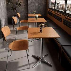 Juego de Mesa y Sillas de Madera Estilo Nórdico para Restaurante, Estructura Cuadrada Resistente para Áreas de Comedor - Product Image 4