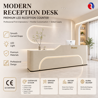 Comptoir de caisse de salon, comptoir de bar pour magasin de vêtements, bureau d'accueil simple et moderne pour entreprise, comptoir de réception d'hôtel incurvé de luxe léger
