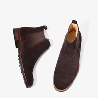 Bottines Chelsea mi-mollet en daim pour homme, cousues Goodyear, en cuir de vachette véritable, style britannique