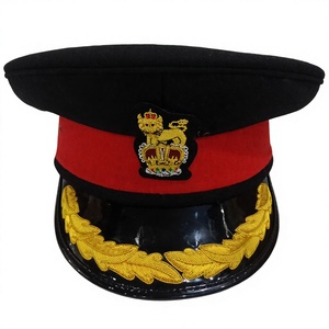 Wool Hat with Single Row Gold Embroidered Visor and Badge for Casual Wear - Product Image 1